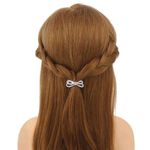 EVER FAITH Silver-Tone Austrian Crystal Wedding Little Bowknot Hair Clip Clear