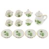 LOGOFUN Dollhouse Tea Cup Sets 1:12 Scale Miniature Porcelain Teapot Cup Dish Mini Flower Pattern Teapot Dish for Dollhouse Kitchen Accessories - Green