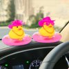 wonuu Car Dashboard Duck, Car Ornament Rubber Ducks Decoration Accessories with Cowboy Hat Sunglasses Necklace Swim Ring, Heart Glasses+Cowboy Pink+Pink