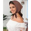 AWAYTR 3Pcs Floral Hair Bandanas Chiffon Head Kerchief for Women Girls Boho Hair Scarf Headband Bandana Daisy Lace Head Scarf (Solid Color - Beige/Khaki/Brown)