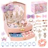 Qopoto Hair Accessories Kits for Girls, Hair Set for Girls Including Gift Box/Hair Clips/Hair Barrettes/Hair Ties/Hair Bows, Little Girls Teen Girl Birthday Gifts Age 4-15 (Crystal with Case)
