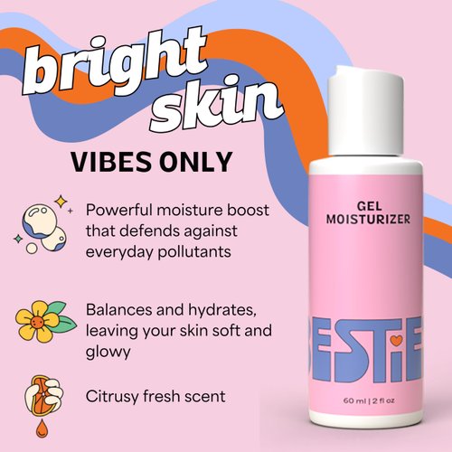 InstaNatural Besties Gentle Gel Face Moisturizer, Vitamin C Face Lotion with Hyaluronic Acid and Botanical Extracts, Ultra Hydrating, Smoothing, Great for Teens & Adults, Citrus Scent, 2 Fl Oz