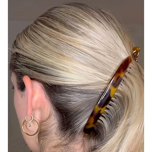 Camila Paris CP1578 2 Pack French Banana Clip Hair Comb Classic Girls Updo Flexible Ponytail Holder Interlocking Banana Combs, Fashion Durable Styling Hair Accessories for Women, Made in France