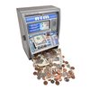 Dr. STEM Toys Kids Talking ATM Machine Savings Piggy Bank with Digital Screen, Electronic Calculator That Counts Real Money, and Safe Box for Kids, Silver