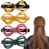 4 Pack Tortoise Shell Bow Hair Clip Alligator Hair Clips Duckbill Hair Clips Acrylic Resin Hair Clips Acetate Hair Barrettes French Design Bow Hair pins Fashion Hollow Bow Hair Clips for Women Girls