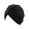 Luxury Divas Black Terry Cloth Turban Head Wrap With Button Detail