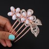Xerling Elegant Pearly Flower Hair Comb Wedding Bridal Floral Pearl Hair Side Comb Teeths Rhinestone Hair Styling Accessories Decorative Headpiece for Updo Bun Women Girls (comb 1)