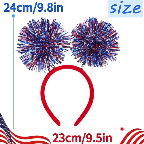SARATA 4th of July Patriotic Headband Ribbon for Headband Multiple Stars Flashing Design Independence Day Headbands HeadWear for Head Boppers Hair Hoop Party Supplies 1PCS