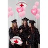 ScHaan 14pcs Nurse Cap & Heart Balloons, Nursing School Graduation Party Decorations, Reusable, Professional Design, Includes 10m Ribbon & Inflatable Straw