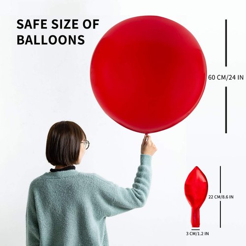 OUPKING 24 Inch Big Round Latex Balloons Magenta Giant Thick Balloons 10 Packs for Party Decorations