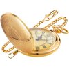 Realpoo Gold Smooth Shield Round Case Quartz Pocket Watch Quartz Movement with Chain-Gold