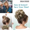 BEAUEXE Thick Volume Messy Bun Hair Scrunchies Curly Hair Extensions for Women Create Full Updos Realistic Synthetic Hair Bun Maker Chignon Ponytail Extension (Silver Gray Black Mixed),1.0 Count