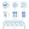 141Pcs Airplane Themed Birthday Party Supplies Include Disposable Paper Plates-Paper Cups-Paper Napkins-Forks-Knives-Tablecloth for Airplane Party Decorations Serves 20 Guests
