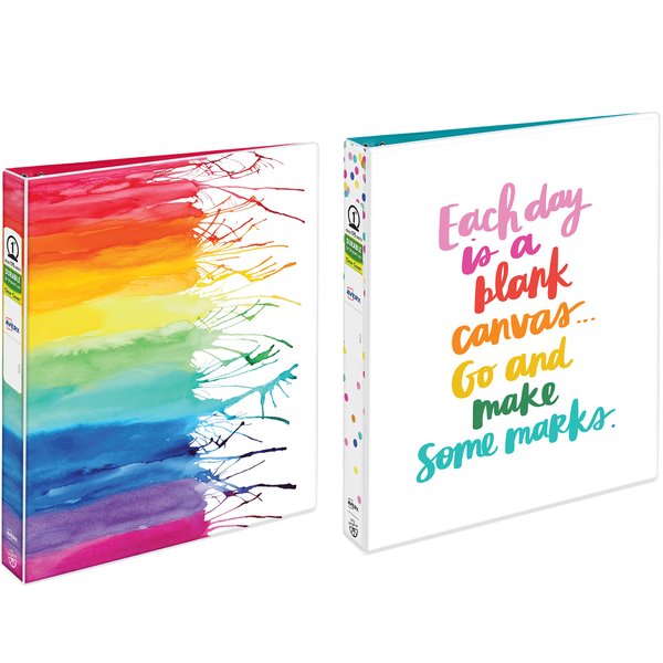 Avery + Amy Tangerine Designer Binders, 1" Round Rings, 175-Sheet Capacity, Watercolor & Canvas, 2 Binders (26853)