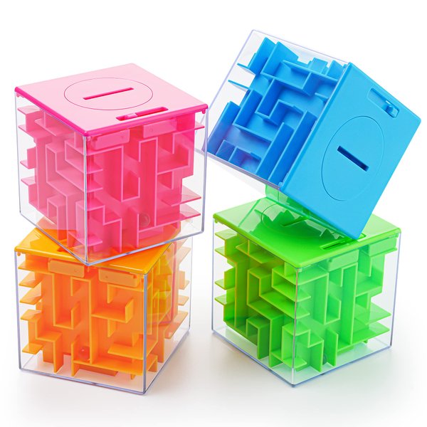 ZPISF 4 Pack Money Maze Puzzle Box, Perfect Money Holder Puzzle and Brain Teasers for Kids and Adults