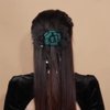 JKQBUX French Black ribbon Bow Barrette Rose Flower Hair Clips for Women Girls Hair Bowknot Clip Wedding Party Christmas 1PC Green