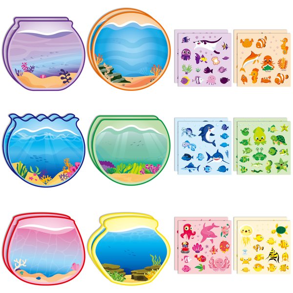 CY2SIDE 12PCS Colorful Summer Sea Animal Stickers Scene for Kids, Make A Sea Sticker Scene with Shark Tropical Fish, Make Your Own Ocean Animal Sticker Scene Art Craft, DIY Fall Party Games Activities