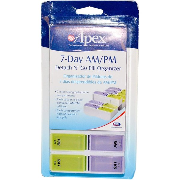 Apex 7-Day AM/PM Detach N' Go Pill Organizer, Purple & Green, 1 ea