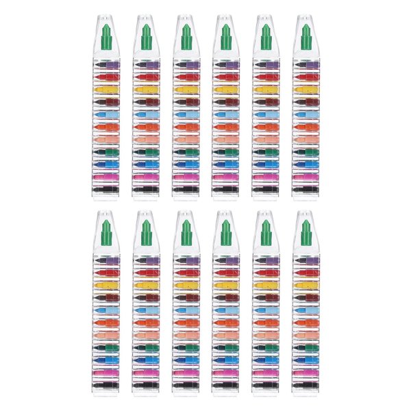 PATIKIL Stacking Crayons, 12 Pack 12 Colors Stackable Buildable Rectangle Drawing Crayons for Home Office Party Art Craft Supplies Drawing Learning