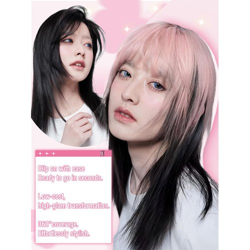 forfeels Hair Topper for Women, Pink, 10 Inch Synthetic Hair Toppers, Bangs Hair Clip, 360° 3D Cover Fake Clip in Bangs Hair Extensions, Hair Topper Hair Pieces for Women Daily, Parties