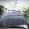 ELEGANT LIFE HOME Cotton Yarn Dyed Chambray Collection Cotton Fill Channel Stitch Washed King Pillow Sham Blue Color, 20’’ x 36’’+1.75’’ Flange (1Piece)