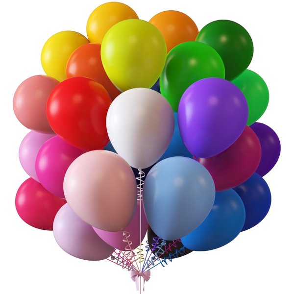 KALOR 10 Inch Rainbow Balloons, 100 Pcs Latex Helium Balloons for Kid's Birthday Party Baby Shower Wedding Graduation Graduation Party Decorations