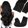 GOO GOO Clip in Hair Extensions Real Human Hair, 16inch 150g 9Pcs, 1B Natural black, Remy Human Hair Extensions Clip ins for Women, Natural Human Hair