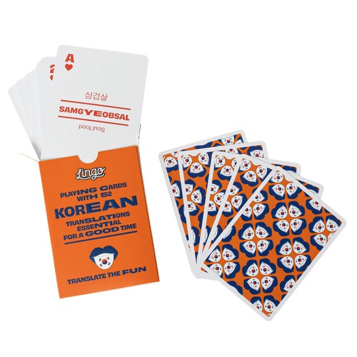 Playing Cards in Tin Box | Sturdy Travel Case | Hangul Language Learning Game Set with Useful Phrases | Fun Visual Korean Flashcard Deck to Increase Vocabulary and Pronunciation Skills