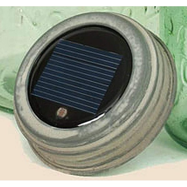 Colonial Tin Mason Jar "New Solar Lid Light - Set of 2 Weathered Galvanized"