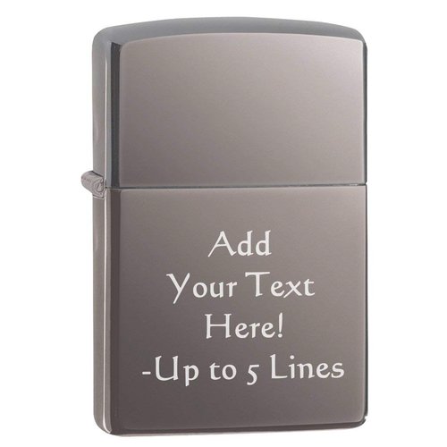 Zippo Lighter - Personalized Message Engraved on Backside Unique Colored Windproof Lighter (Black Ice #150)