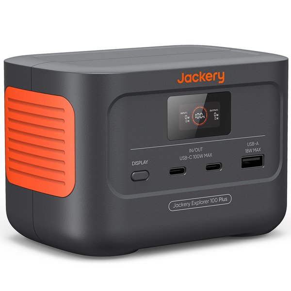 Jackery Explorer 100 Plus Portable Power Station, 31,000mAh Portable Charger 99Wh LiFePO4 Battery Pack with 128W Output, PD 3.0 Fast Charge, Ideal for Laptop, Flight Train Travel(Solar Panel Optional)