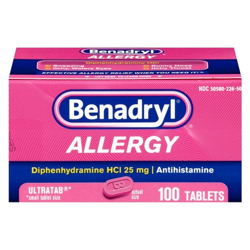 Benadryl Allergy Ultratab Tablets, 100 Tablets (Pack of 2)