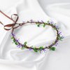 KorViSHOW Handmade Purple Flower Crown Girls Headband Bridal Headpiece Flower Wreath for Women Hair Halo Floral Headdress for Weeding Party Festival Birthday