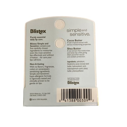 Blistex Lip Moisturizer Simple and Sensitive, 0.15 oz (Pack of 6)