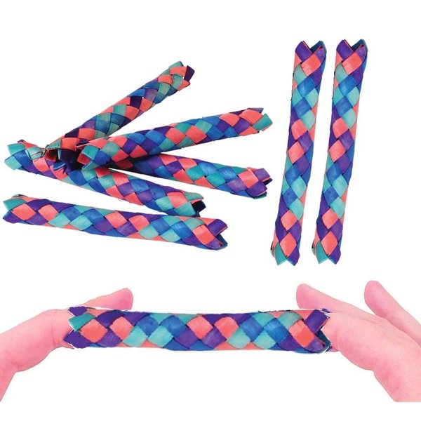 Zugar Land Cool Colorful Classic Bamboo Chinese Finger Traps (5") for Kids and Adults. (Dark - Multi Color (12 Pack))