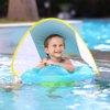 Swimbobo Baby Swimming Float Inflatable Infant Pool Float Ring with Sun Protection Removable Canopy for Kids Aged 3-36 Months Fun on The Water（Blue+Canopy,L）