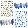 Cute Sea Animal Nail Art Stickers, Laser Little Animal Self-Adhesive Sticker Design, 3D Butterfly Birds Dragonfly Jellyfish Conch Shell Nail Transfer Decals for Women Girls Manicure Beach Decorations