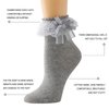 AMHRLINGTO Lace Ruffle Frilly Socks for Women - Lace Ankle Socks with Bow (3Pairs-1Pairs Black+2Pairs White)