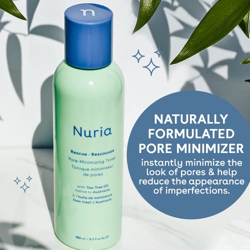 Nuria - Rescue Skin Toner for Face Pore Minimizer, Tea Tree Toner with Pure Witch Hazel Extract, Horsetail and Rosemary, 180mL/6.1 fl oz