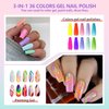 36 Colors Nail Art Gel Paint Kit, 38PCS Gel Nail Polish Set, Solid Gel Nail Polish with Nail Brush for DIY Nail Art Design, Solid Nail Art Gel Polish for DIY At Home, Nails Kits Gift for Women