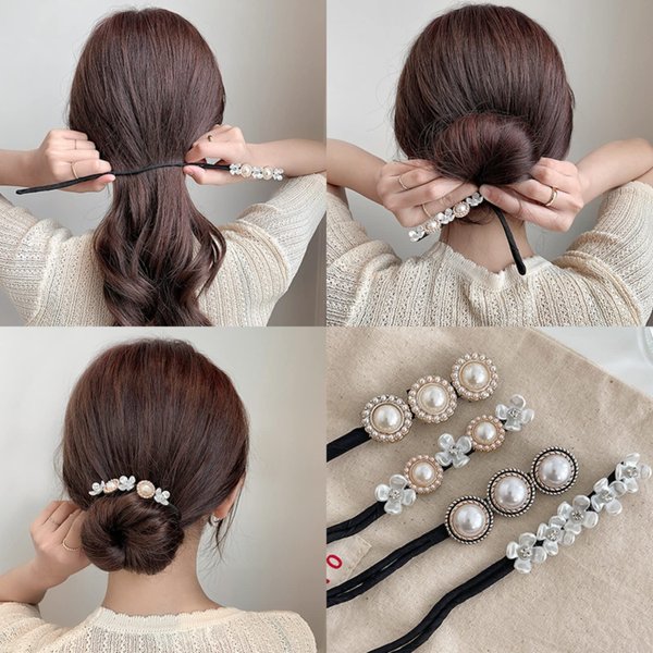 4 Pcs Tie Dye Deft Bun Hair Bun for Women Gradient French Twist Hairstyle Donut Hair Bun Maker Hair Ties Velvet Scrunchie Classy Multicolor Cloth Magic Clip Reusable Quick Bun