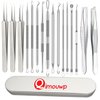 16 PCS Pimple Popper Tool Kit, Blackhead Remover Tools, Acne Extractor Tool, Cyst Removal Tool, Professional Stainless Steel Tweezers for Eyebrows Pimple Blemish Hair Removal, Tools for Beauty Salons
