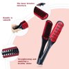 Hair Straightening Comb, Boar Hair Double Sided Brush Comb Clamp, Hair Styling Tool (Red)