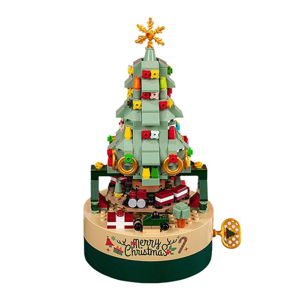 Puyybup Christmas tree building block set, Christmas building block music box, contains 360 pieces building blocks, suitable for all ages, can also be used as decorations, a good choice for festivals.
