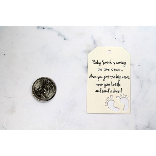 Baby is Coming Shower Favor Tags for Wine Bottle - Baby Feet (Set of 12) (Cream)
