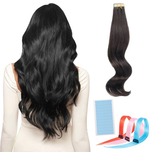 WIGI Premium Tape in Hair Extensions - 100% Real Human Hair 50g/pack 20pcs Straight Seamless Skin Weft Tape Hair Extensions, Thick Ends Piece for Invisible