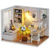 piberagi DIY Miniature Dollhouse Kit, 1:32 Scale Creative Room Mini Wooden Christmas Doll House with Furniture Plus Dust Proof for Kids Teens Adults(Study Room)