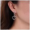 Sttiafay Vintage Rhinestone Heart Dangle Earrings Long Crystal Heart Earrings Silver Hollow Heart Drop Earrings Cz Love Heart Stud Earrings Jewelry for Women and Girls