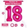 40 Inch Giant Hot Pink Number 18 Balloon, Helium Mylar Foil Number Balloons for Birthday Party, 18th Birthday Decorations for kids and adults, 18 Year Anniversary Party Decorations Supplies