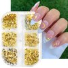 Moon Star Nail Charms Gold Nail Art Studs Metal 3D Rivets Charms with Glitter Nail Rhinestones Hollow Moon Studs Star Nail Jewelry Decoration Accessories for Women DIY Acrylic Nails Supplies-1 Box